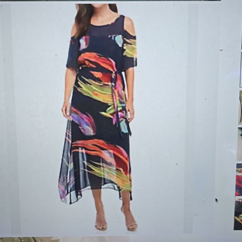 Robbie Bee Multicolor Abstract Midi Dress, size 18 NWT - Picture 9 of 9